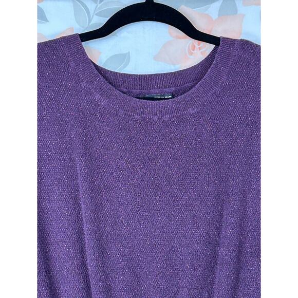 Express Mini Dress Womens Small Purple Sparkling Knit Short Sleeve Round Neck - Picture 2 of 10